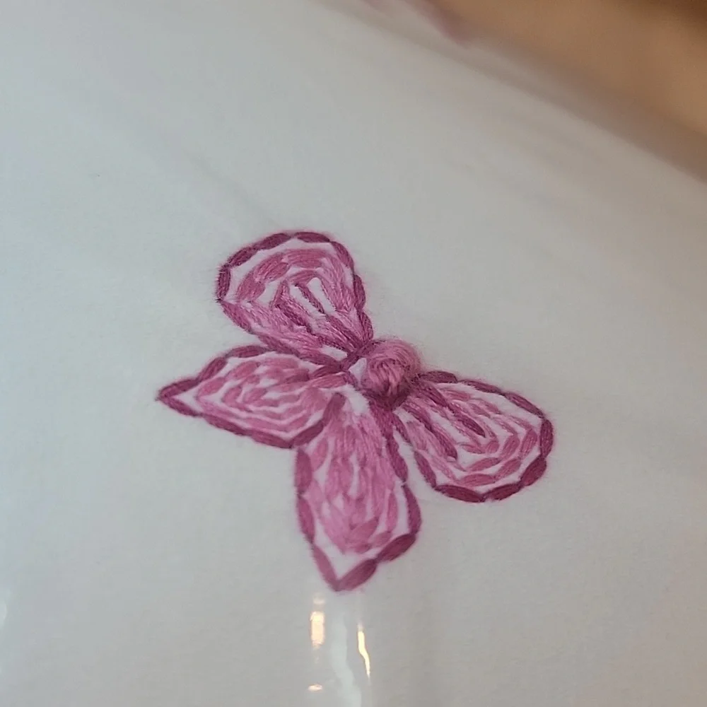 Envogue Embroidered Bow Decorative Pillow In Pink & Ivory. 14x24.